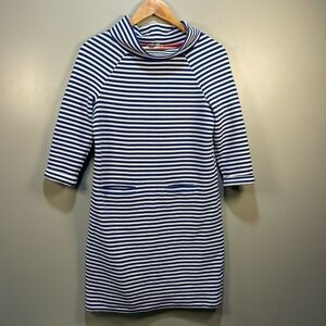 Boden Navy and Cream Striped Cowl Neck Top